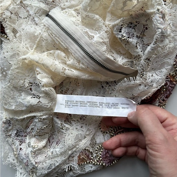 Zara Ecru Multicolored Lace Top Small embroidered - Picture 5 of 13